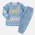 Argentina Christmas Pajama Set with Blue-White Snowflake Pattern, Sun Emblem, and Gaucho Santa Riding Horse Motif - Wonder Print Shop