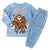 Argentina Christmas Pajama Set with Blue-White Snowflake Pattern, Sun Emblem, and Gaucho Santa Riding Horse Motif - Wonder Print Shop