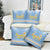Argentina Christmas Pillow Cover with Blue-White Snowflake Pattern, Sun Emblem, and Gaucho Santa Riding Horse Motif - Wonder Print Shop