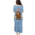 Argentina Christmas Puletasi with Blue-White Snowflake Pattern, Sun Emblem, and Gaucho Santa Riding Horse Motif - Wonder Print Shop