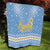 Argentina Christmas Quilt with Blue-White Snowflake Pattern, Sun Emblem, and Gaucho Santa Riding Horse Motif - Wonder Print Shop