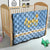 Argentina Christmas Quilt with Blue-White Snowflake Pattern, Sun Emblem, and Gaucho Santa Riding Horse Motif - Wonder Print Shop