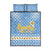 Argentina Christmas Quilt Bed Set with Blue-White Snowflake Pattern, Sun Emblem, and Gaucho Santa Riding Horse Motif - Wonder Print Shop