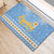 Argentina Christmas Rubber Doormat with Blue-White Snowflake Pattern, Sun Emblem, and Gaucho Santa Riding Horse Motif - Wonder Print Shop