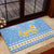 Argentina Christmas Rubber Doormat with Blue-White Snowflake Pattern, Sun Emblem, and Gaucho Santa Riding Horse Motif - Wonder Print Shop