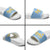 Argentina Christmas Slide Sandals with Blue-White Snowflake Pattern, Sun Emblem, and Gaucho Santa Riding Horse Motif - Wonder Print Shop