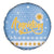 Argentina Christmas Spare Tire Cover with Blue-White Snowflake Pattern, Sun Emblem, and Gaucho Santa Riding Horse Motif - Wonder Print Shop