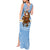 Argentina Christmas Tank Maxi Dress with Blue-White Snowflake Pattern, Sun Emblem, and Gaucho Santa Riding Horse Motif - Wonder Print Shop