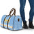 Argentina Christmas Travel Bag with Blue-White Snowflake Pattern, Sun Emblem, and Gaucho Santa Riding Horse Motif - Wonder Print Shop