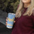 Argentina Christmas Tumbler Cup with Blue-White Snowflake Pattern, Sun Emblem, and Gaucho Santa Riding Horse Motif - Wonder Print Shop