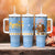 Argentina Christmas Tumbler With Handle with Blue-White Snowflake Pattern, Sun Emblem, and Gaucho Santa Riding Horse Motif - Wonder Print Shop