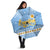 Argentina Christmas Umbrella with Blue-White Snowflake Pattern, Sun Emblem, and Gaucho Santa Riding Horse Motif - Wonder Print Shop