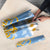 Argentina Christmas Umbrella with Blue-White Snowflake Pattern, Sun Emblem, and Gaucho Santa Riding Horse Motif - Wonder Print Shop