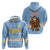 Argentina Christmas Zip Hoodie with Blue-White Snowflake Pattern, Sun Emblem, and Gaucho Santa Riding Horse Motif - Wonder Print Shop