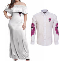 Bitchology Being A Bitch Means Couples Matching Off Shoulder Maxi Dress and Long Sleeve Button Shirt - Wonder Print Shop
