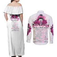 Bitchology Being A Bitch Means Couples Matching Off Shoulder Maxi Dress and Long Sleeve Button Shirt - Wonder Print Shop