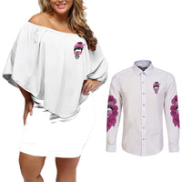 Bitchology Being A Bitch Means Couples Matching Off Shoulder Short Dress and Long Sleeve Button Shirt - Wonder Print Shop