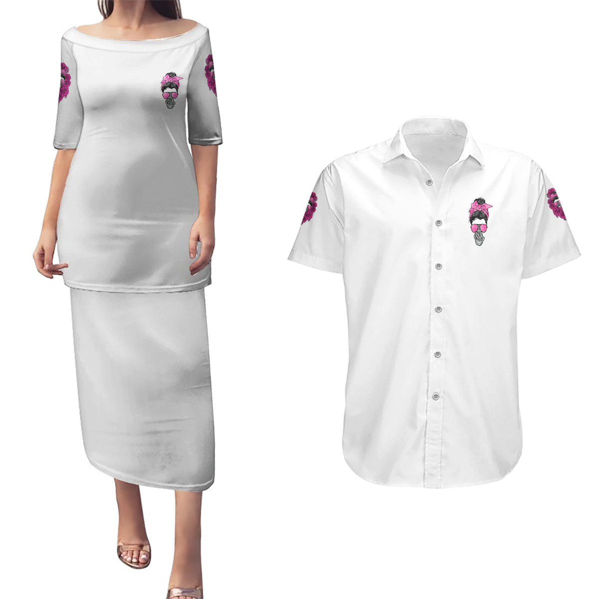 Bitchology Being A Bitch Means Couples Matching Puletasi Dress and Hawaiian Shirt - Wonder Print Shop