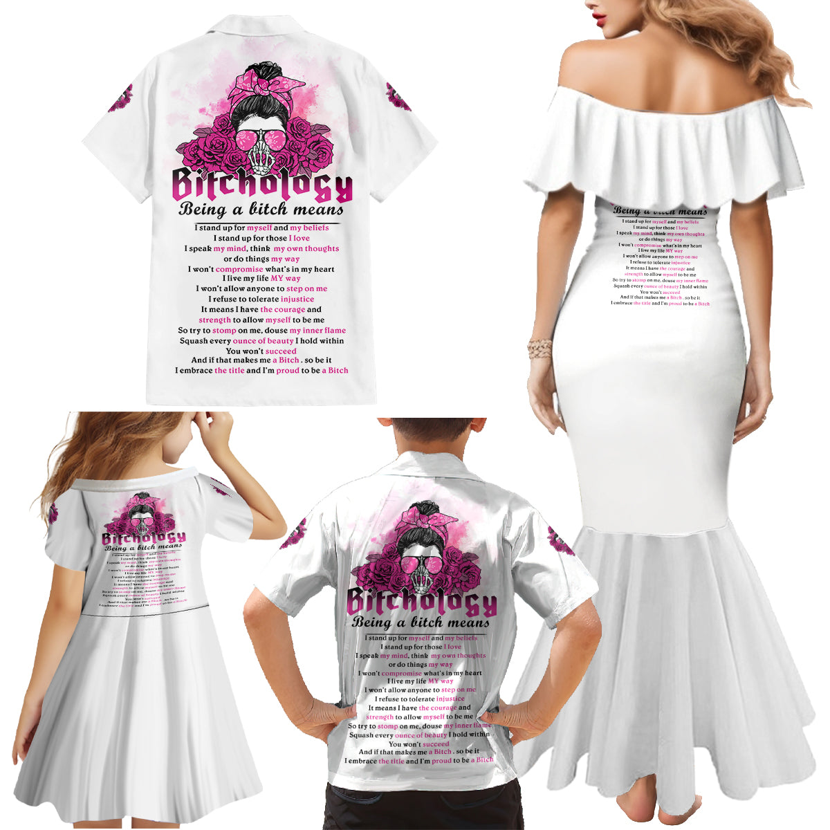Bitchology Being A Bitch Means Family Matching Mermaid Dress and Hawaiian Shirt - Wonder Print Shop