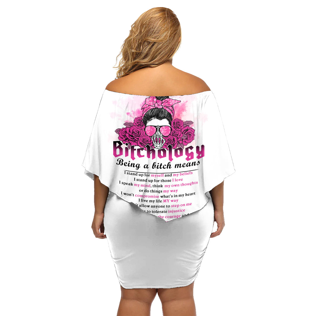 Bitchology Being A Bitch Means Family Matching Off Shoulder Short Dress and Hawaiian Shirt - Wonder Print Shop