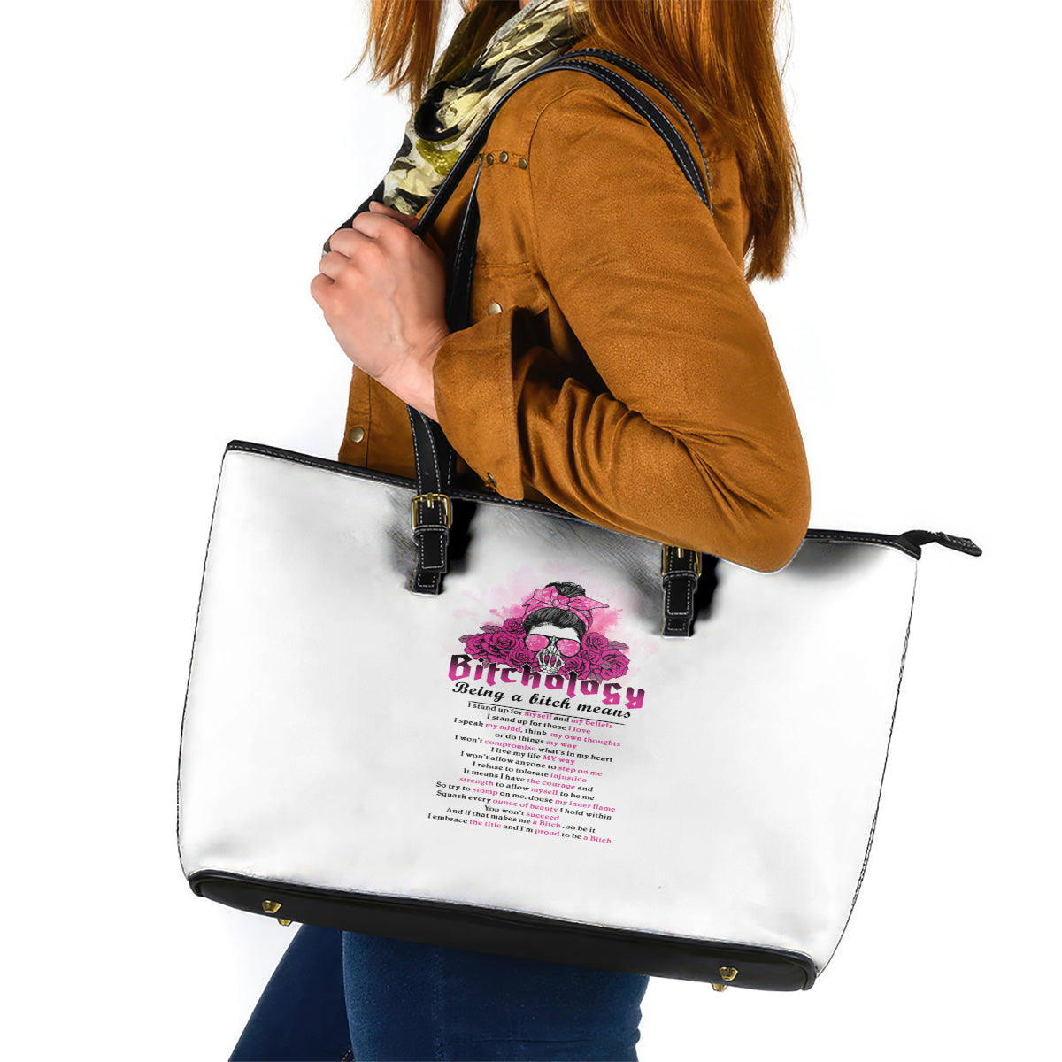 Bitchology Being A Bitch Means Leather Tote Bag - Wonder Print Shop