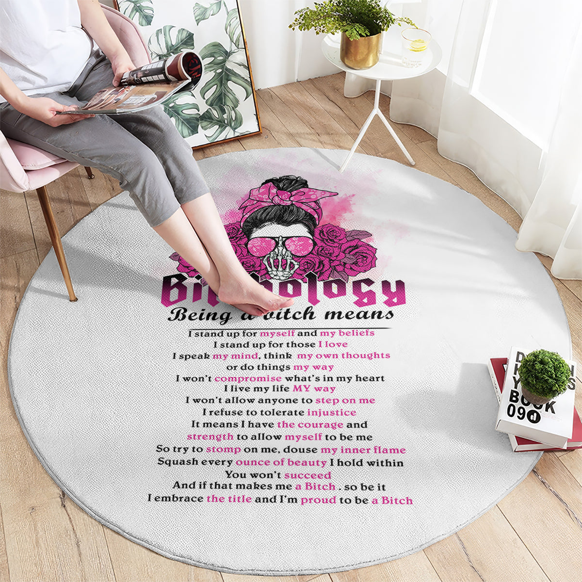 bitchology-being-a-bitch-means-round-carpet
