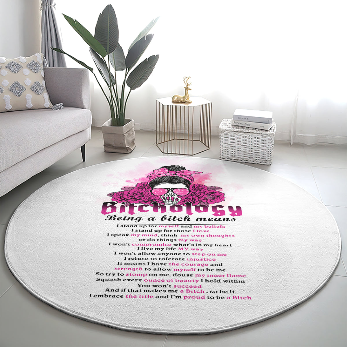 bitchology-being-a-bitch-means-round-carpet
