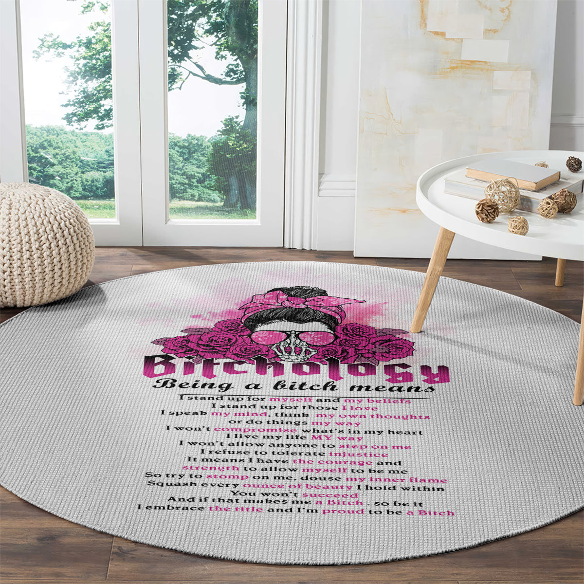 bitchology-being-a-bitch-means-round-carpet
