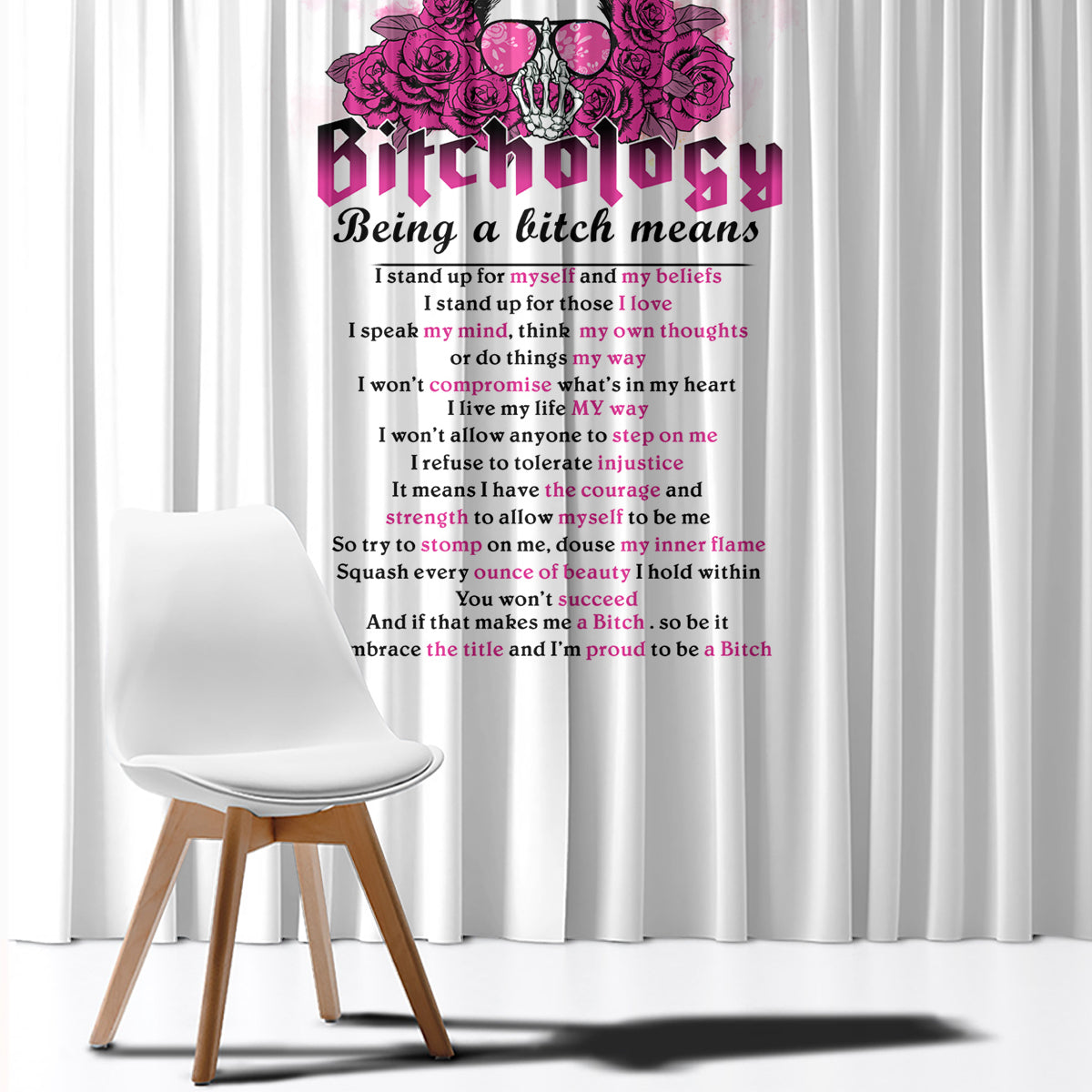 Bitchology Being A Bitch Means Window Curtain - Wonder Print Shop