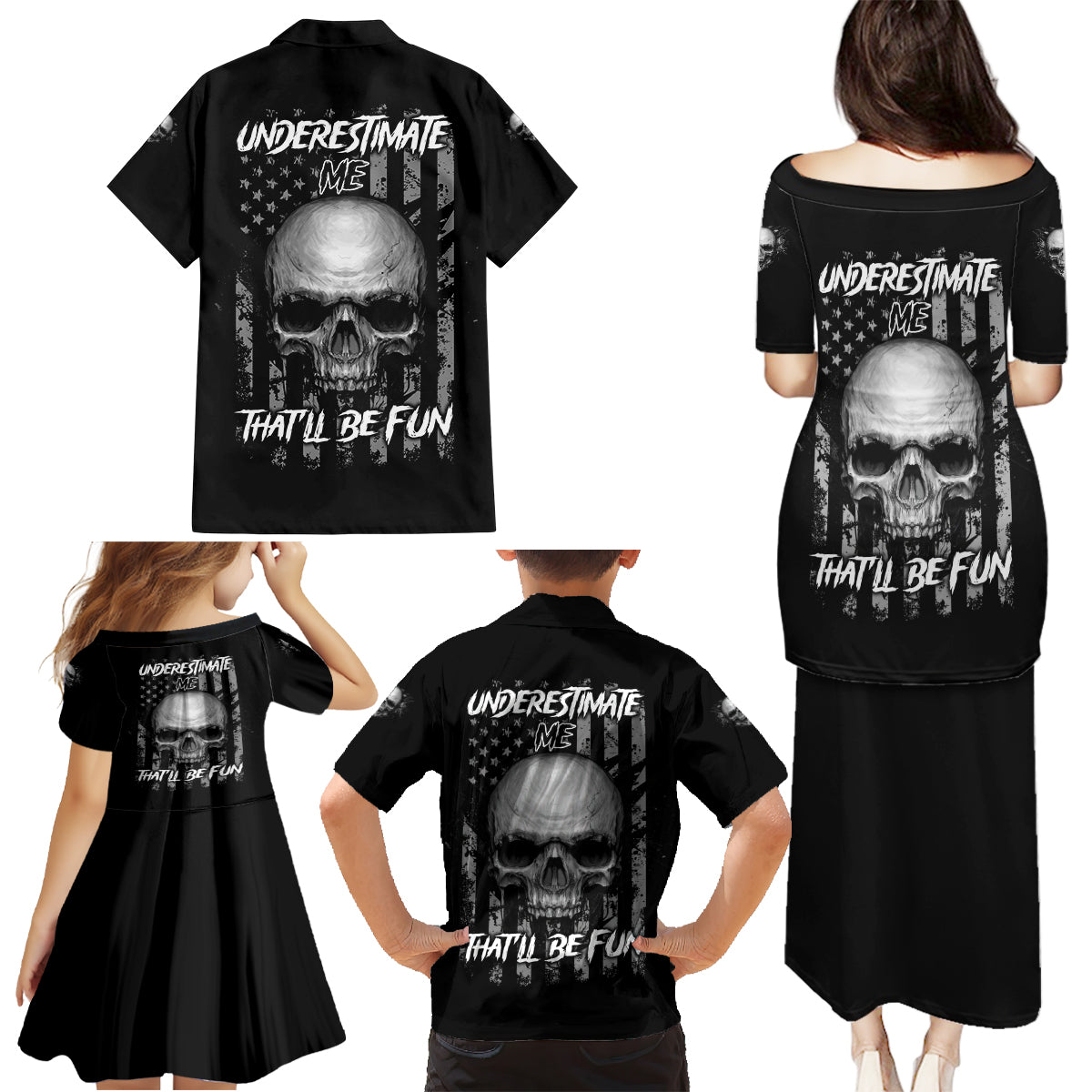 Underestimate Me That'll Be Fun Family Matching Puletasi Dress and Hawaiian Shirt - Wonder Print Shop