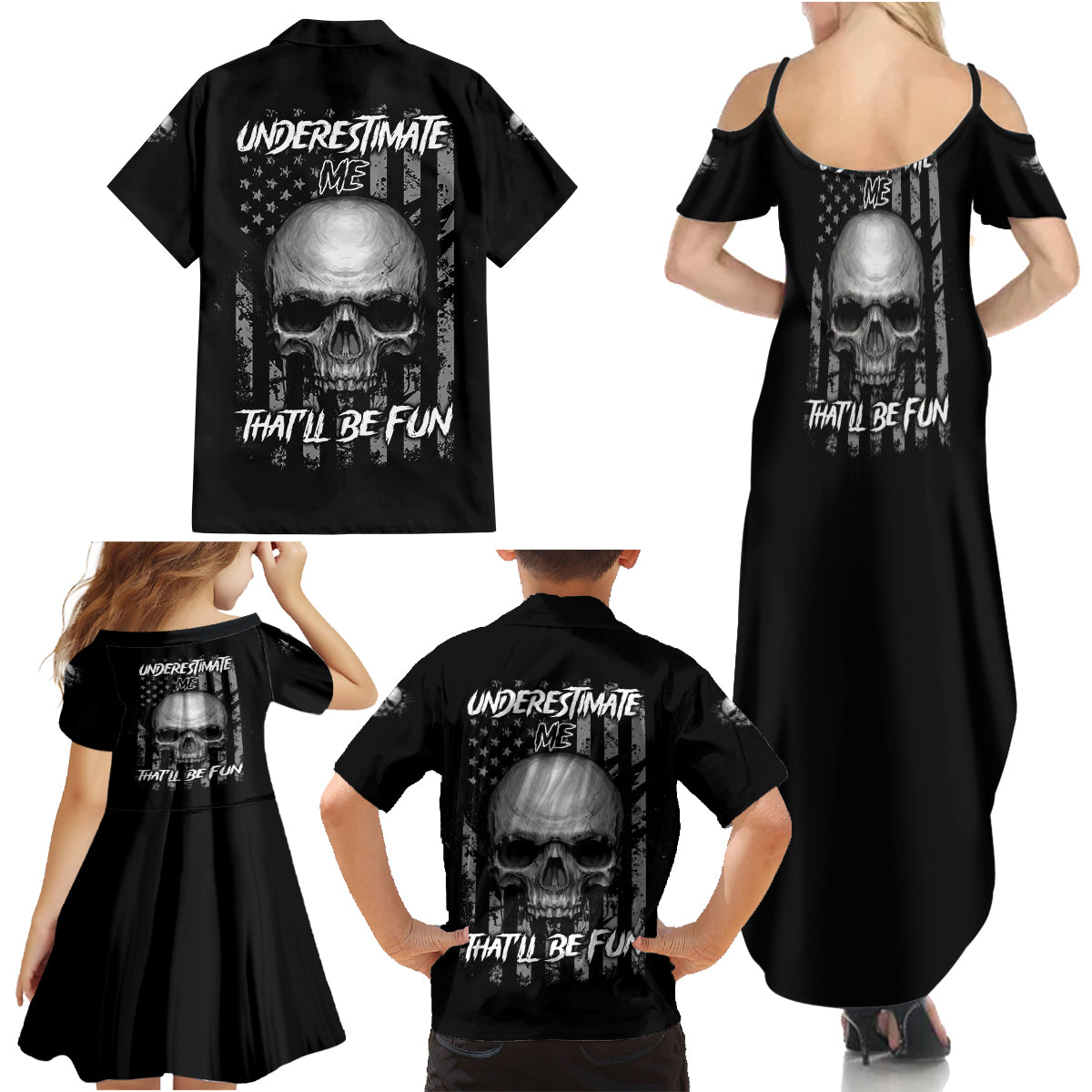 Underestimate Me That'll Be Fun Family Matching Summer Maxi Dress and Hawaiian Shirt - Wonder Print Shop