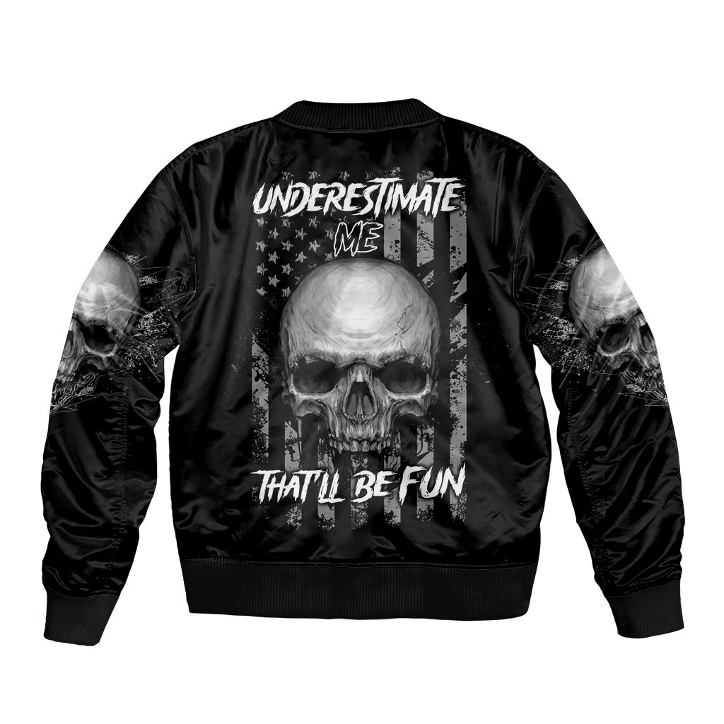 Underestimate Me That'll Be Fun Sleeve Zip Bomber Jacket - Wonder Print Shop