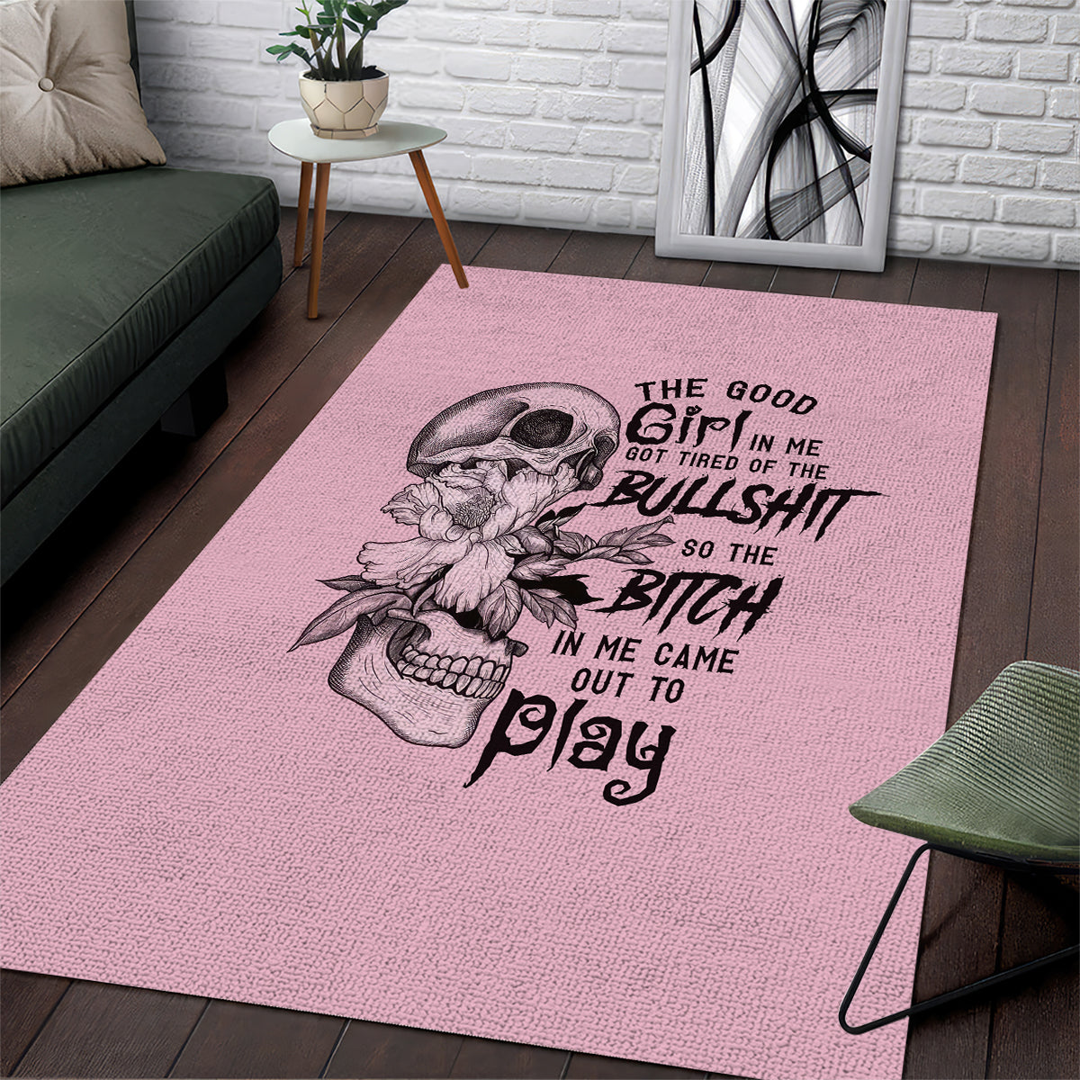 The Good Girl In Me Got Tired Skull Area Rug - Wonder Print Shop