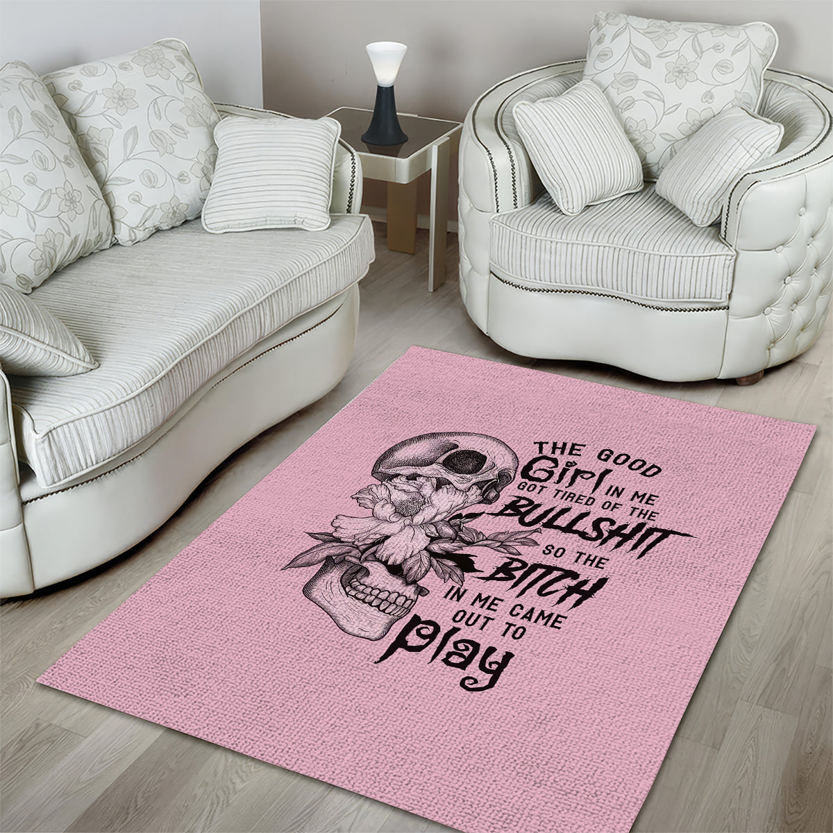 The Good Girl In Me Got Tired Skull Area Rug - Wonder Print Shop