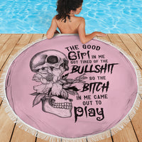 The Good Girl In Me Got Tired Skull Beach Blanket - Wonder Print Shop