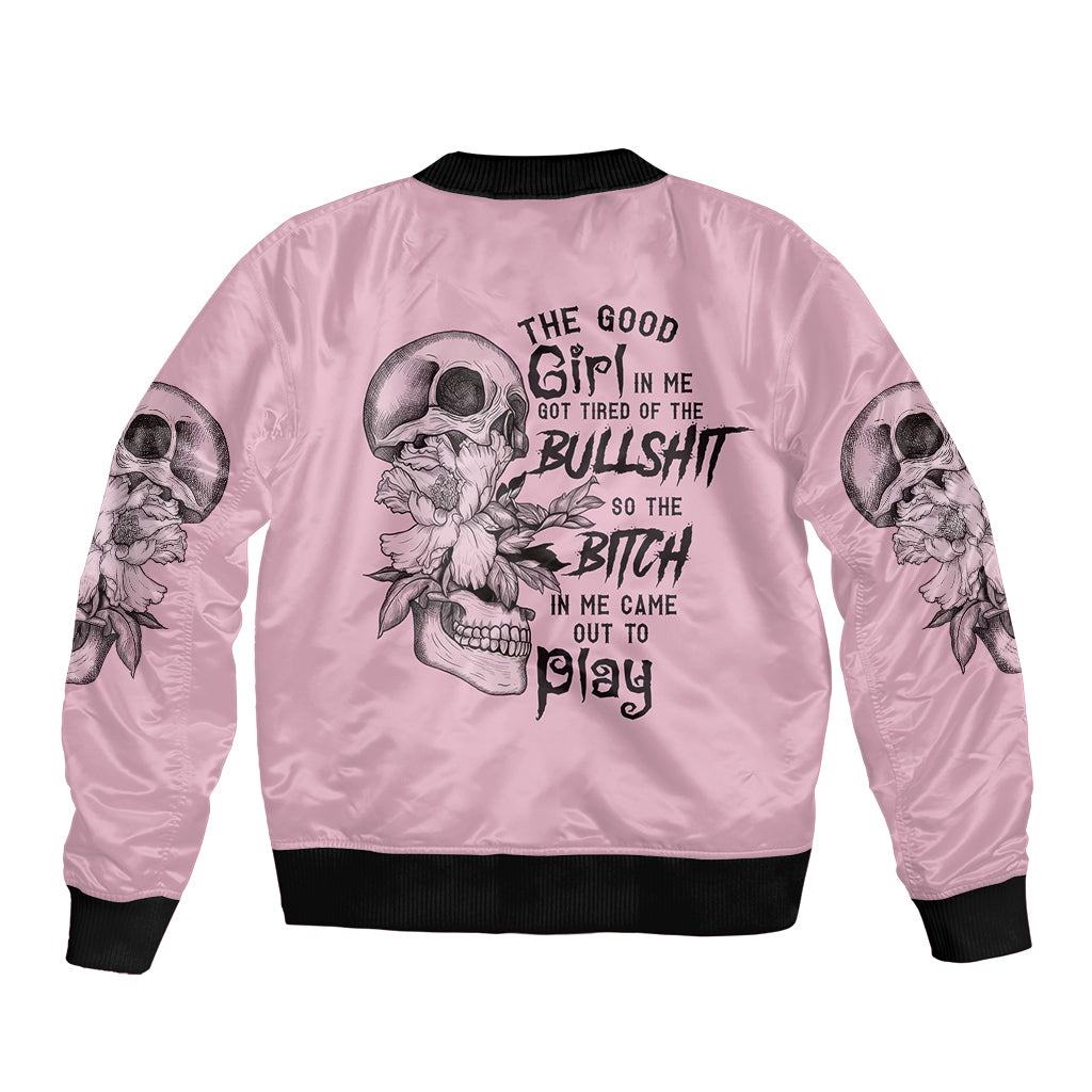 The Good Girl In Me Got Tired Skull Bomber Jacket - Wonder Print Shop