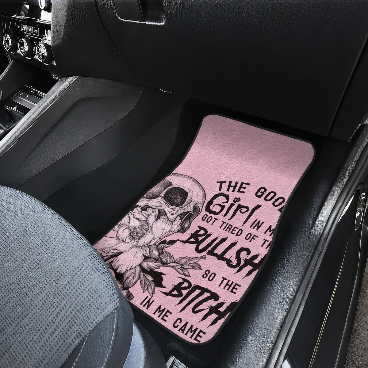 The Good Girl In Me Got Tired Skull Car Mats - Wonder Print Shop