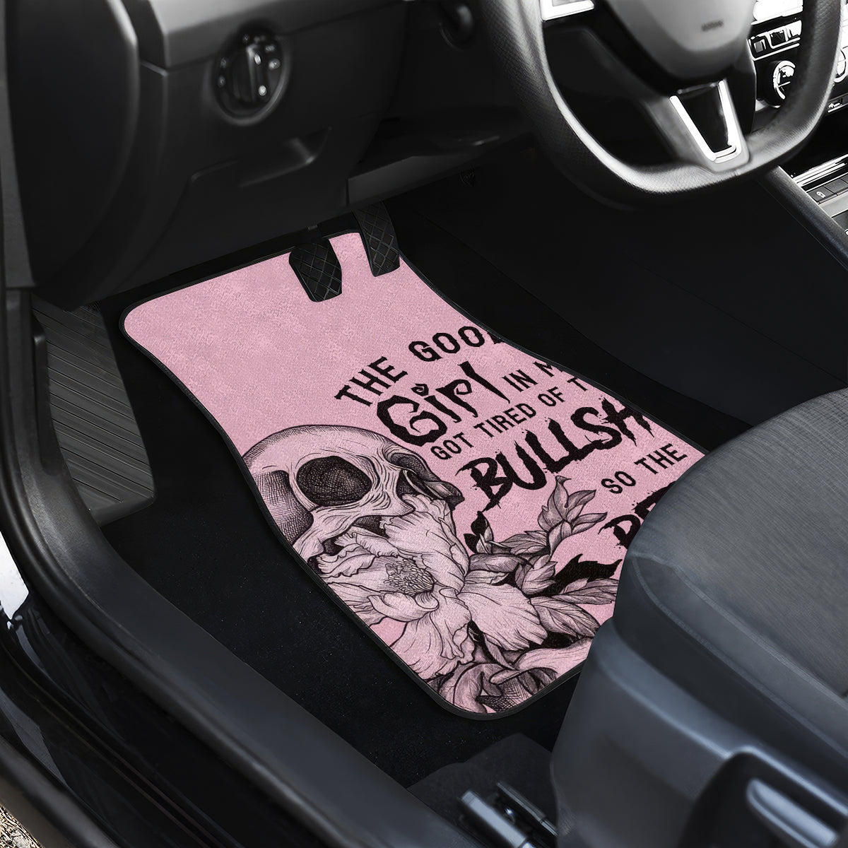 The Good Girl In Me Got Tired Skull Car Mats - Wonder Print Shop