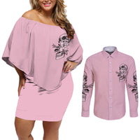The Good Girl In Me Got Tired Skull Couples Matching Off Shoulder Short Dress and Long Sleeve Button Shirt - Wonder Print Shop
