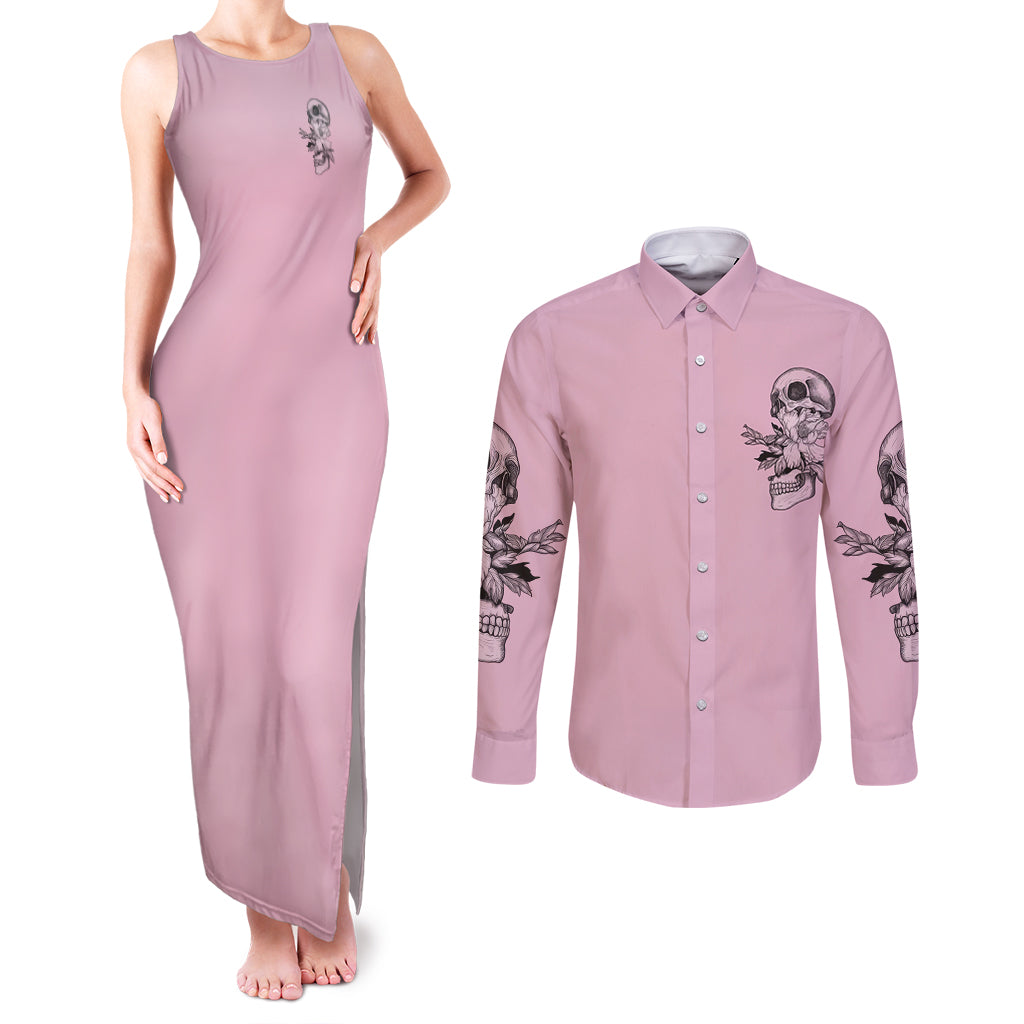 The Good Girl In Me Got Tired Skull Couples Matching Tank Maxi Dress and Long Sleeve Button Shirt - Wonder Print Shop