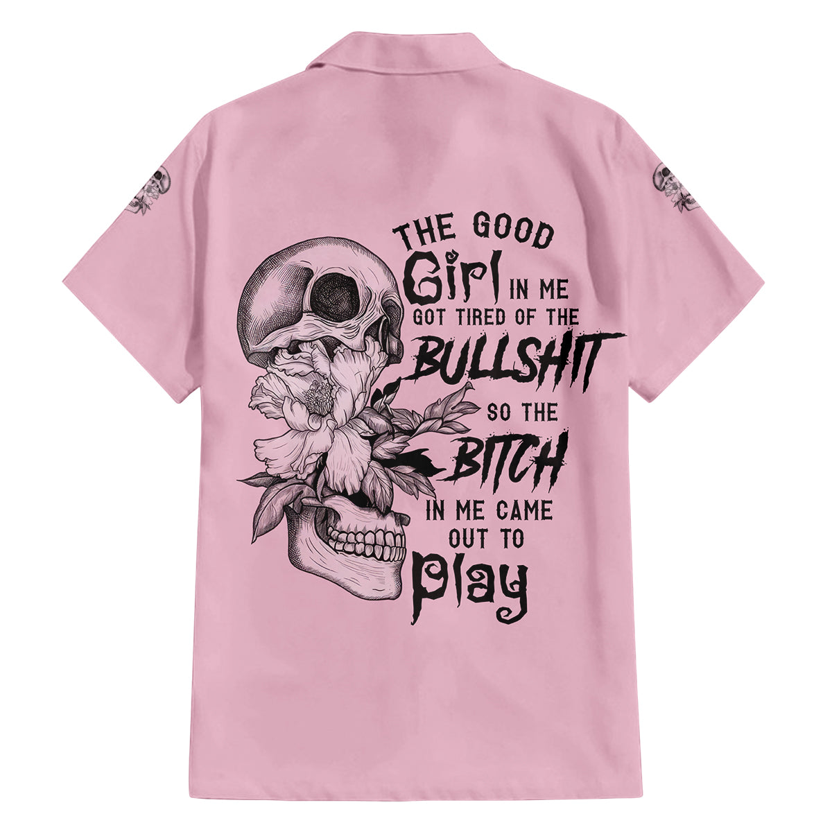 The Good Girl In Me Got Tired Skull Family Matching Off Shoulder Short Dress and Hawaiian Shirt - Wonder Print Shop
