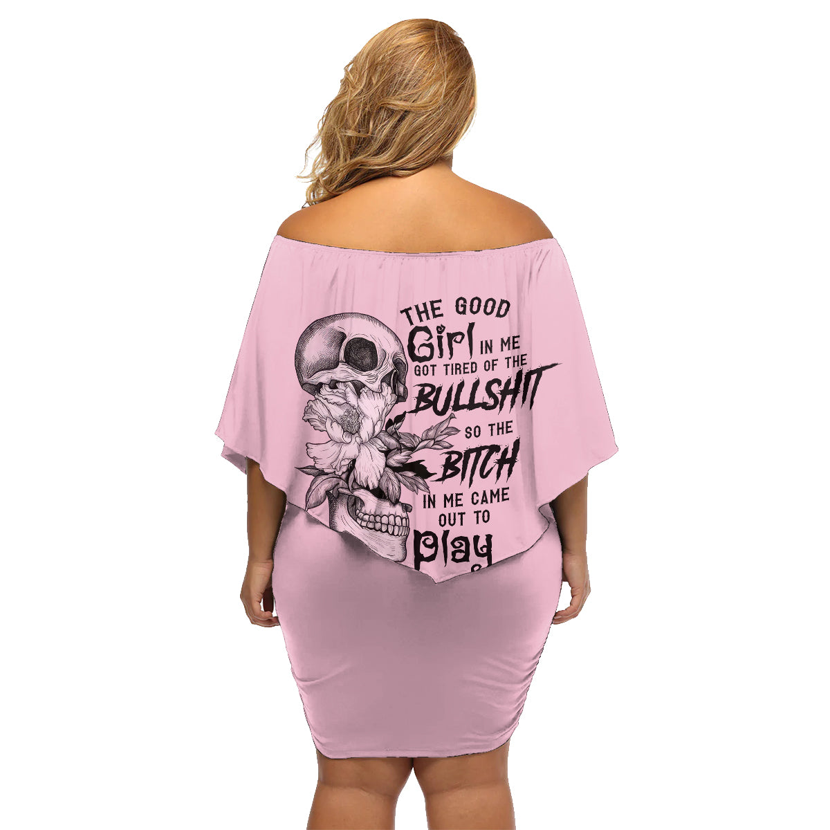 The Good Girl In Me Got Tired Skull Family Matching Off Shoulder Short Dress and Hawaiian Shirt - Wonder Print Shop