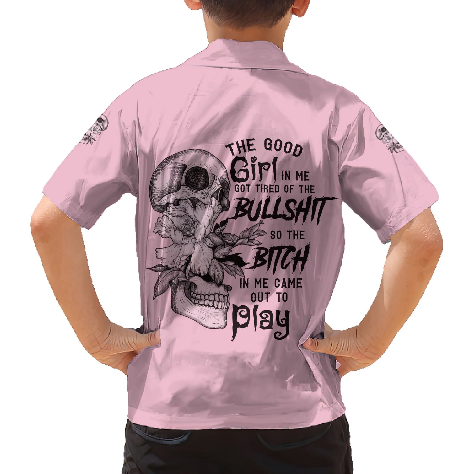 The Good Girl In Me Got Tired Skull Kid Hawaiian Shirt - Wonder Print Shop