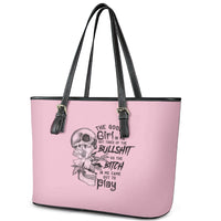 The Good Girl In Me Got Tired Skull Leather Tote Bag - Wonder Print Shop