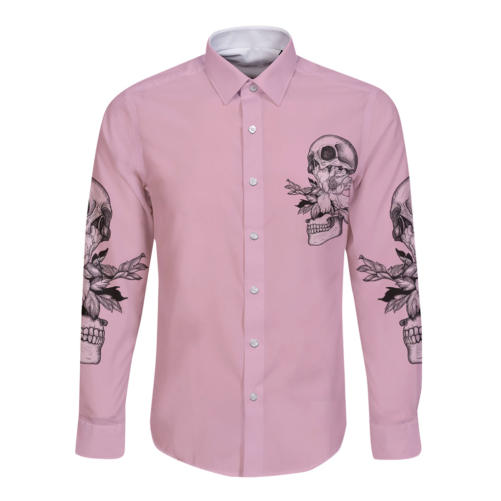 The Good Girl In Me Got Tired Skull Long Sleeve Button Shirt - Wonder Print Shop