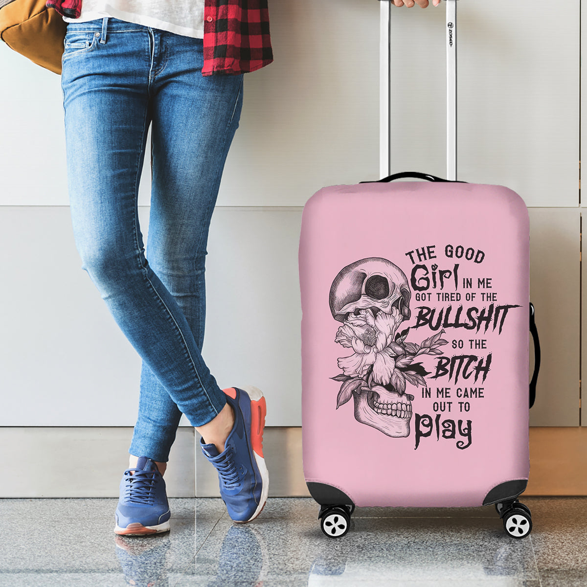 The Good Girl In Me Got Tired Skull Luggage Cover - Wonder Print Shop