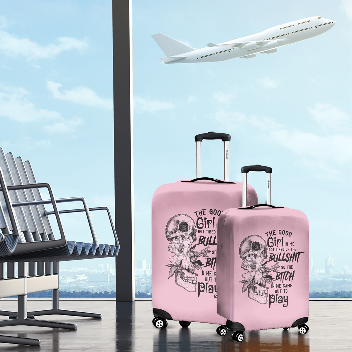 The Good Girl In Me Got Tired Skull Luggage Cover - Wonder Print Shop