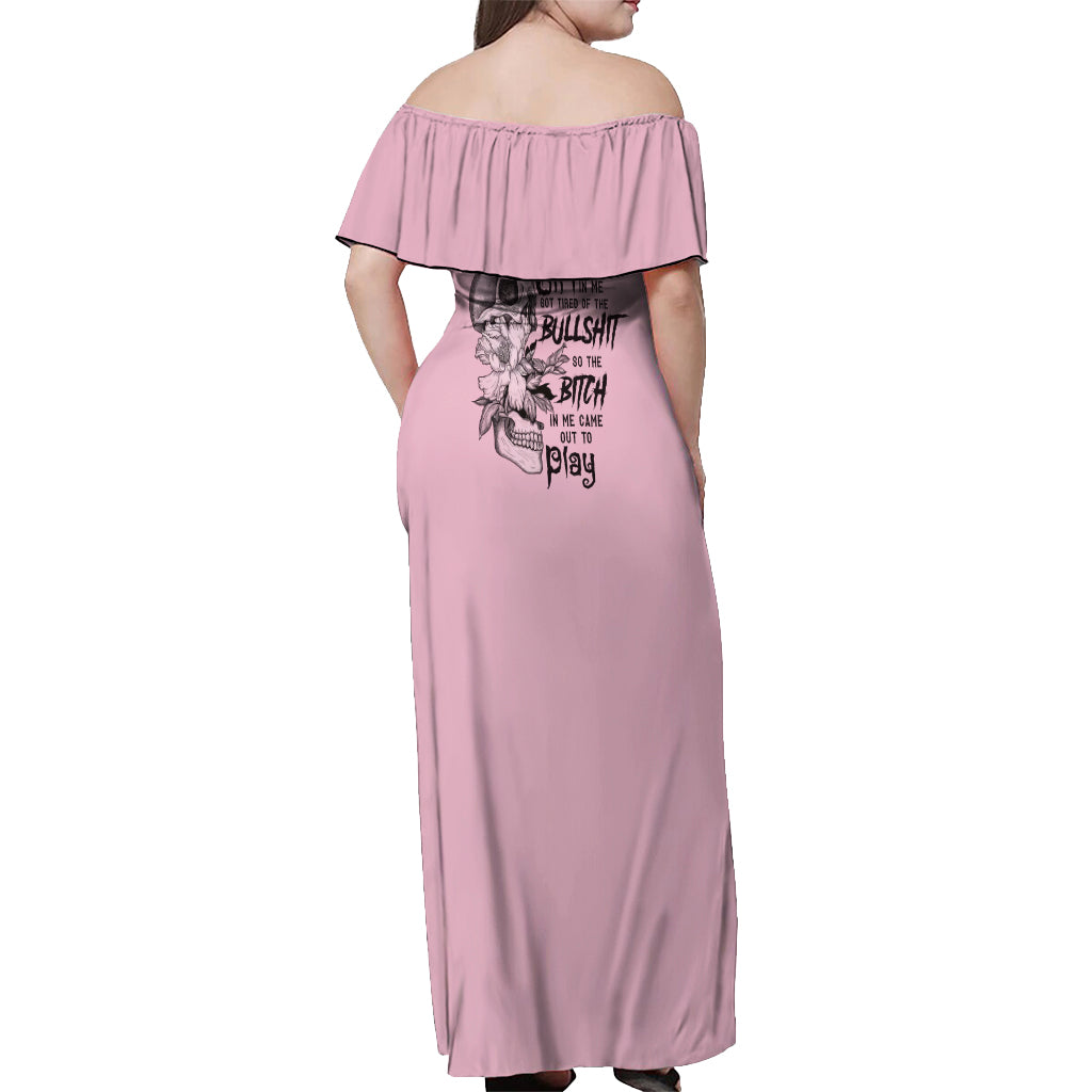 The Good Girl In Me Got Tired Skull Off Shoulder Maxi Dress - Wonder Print Shop