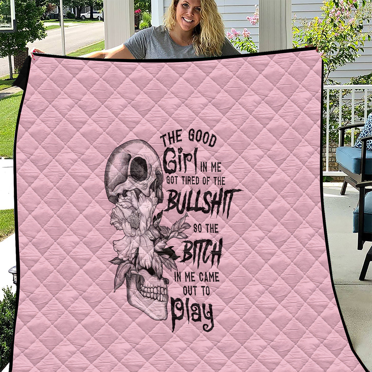 The Good Girl In Me Got Tired Skull Quilt - Wonder Print Shop