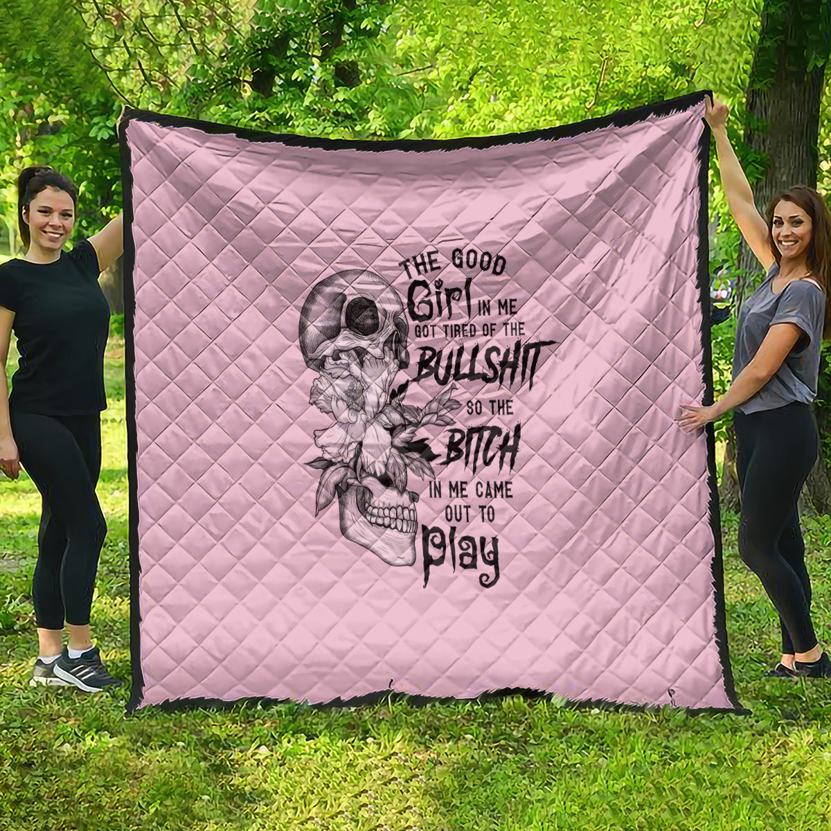 The Good Girl In Me Got Tired Skull Quilt - Wonder Print Shop